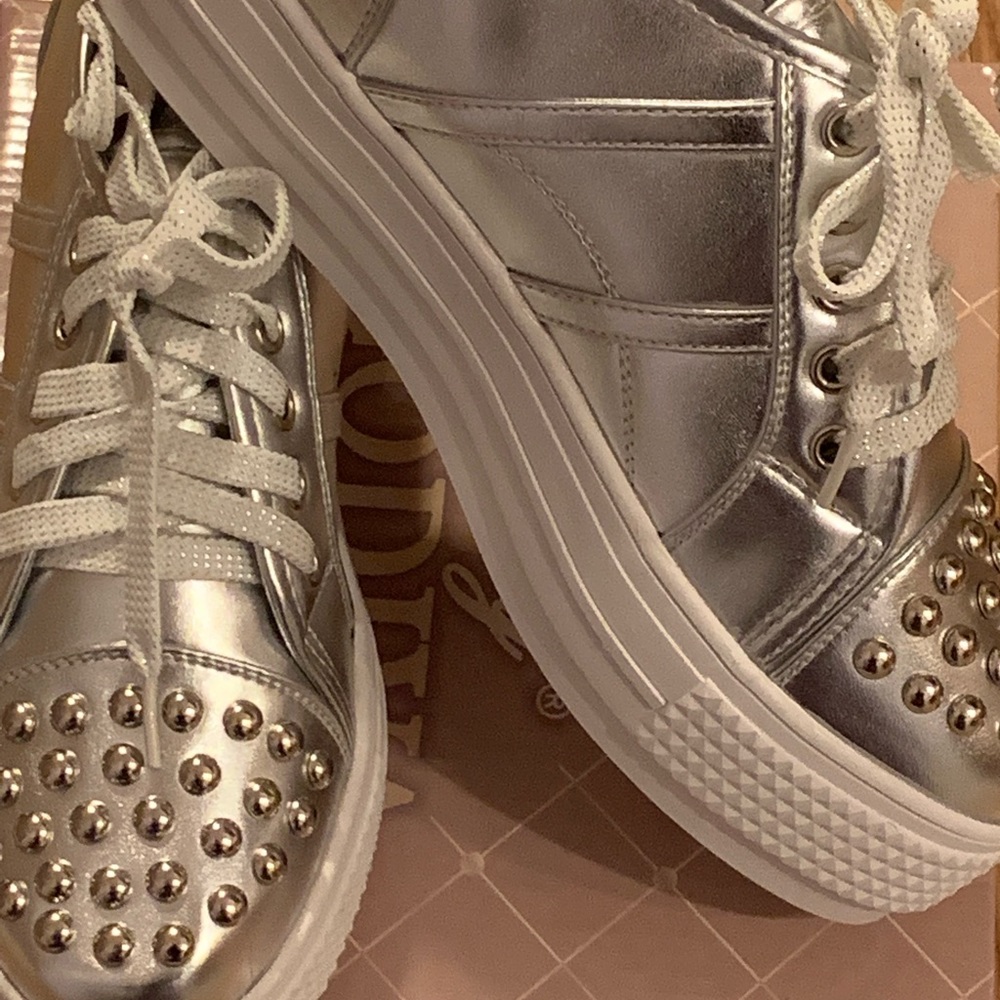 Silver Studded Platform Sneaker